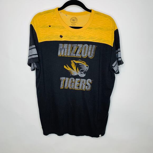 Mizzou Distressed Colorblock T Shirt Sz Medium - Picture 1 of 5